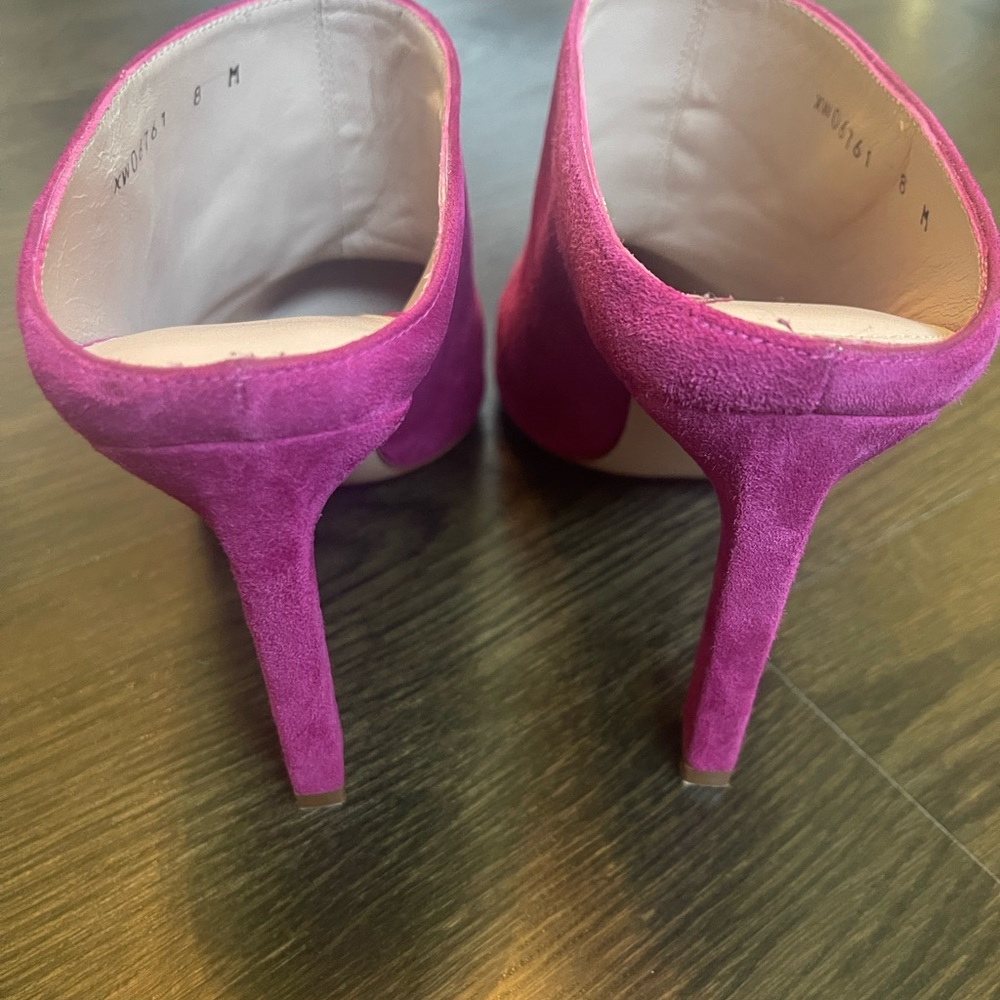 Stuart Weitzman Camila Pointed-Toe Slide Mule in Raspberry - Picture 7 of 7